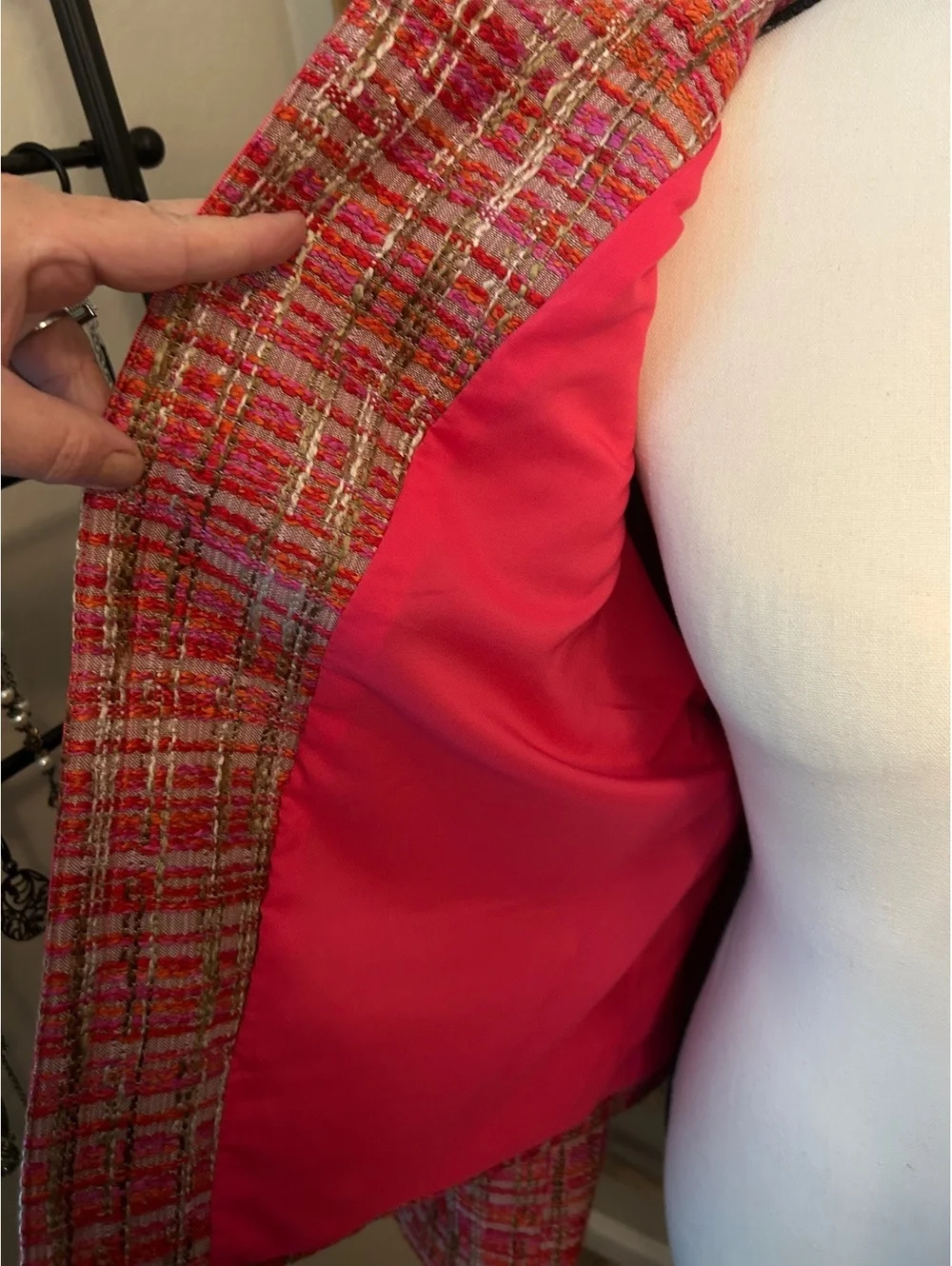 Chico's Women's Size 2 Pink Multi Tweed Lined Jacket Blazer